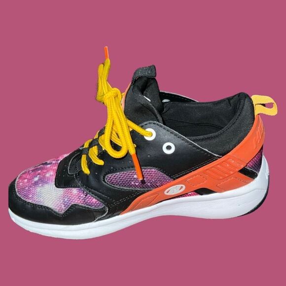 Big Kid Heelys Force Black Orange Galaxy Shoes With Wheels Size 4 - Picture 6 of 7